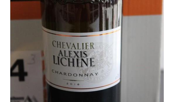 18 flessen à 75cl witte wijn Chevalier Alexi Lichine, Chardonnay, 2018